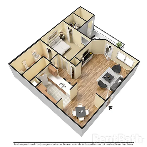 Floor plan 1X1 B