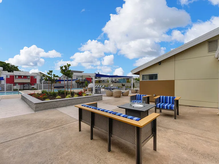 Community Pool and Seating Area