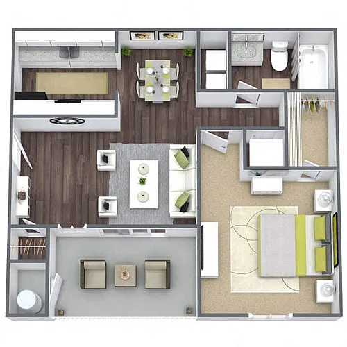 Floor plan A1: 1 Bed 1 Bath