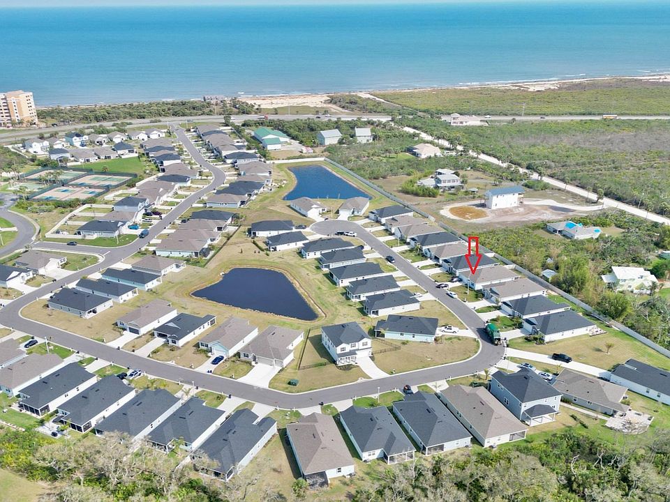 Overhead view of the Las Casitas community and surrounding area. 84 Las Casitas is the one with a red arrow.