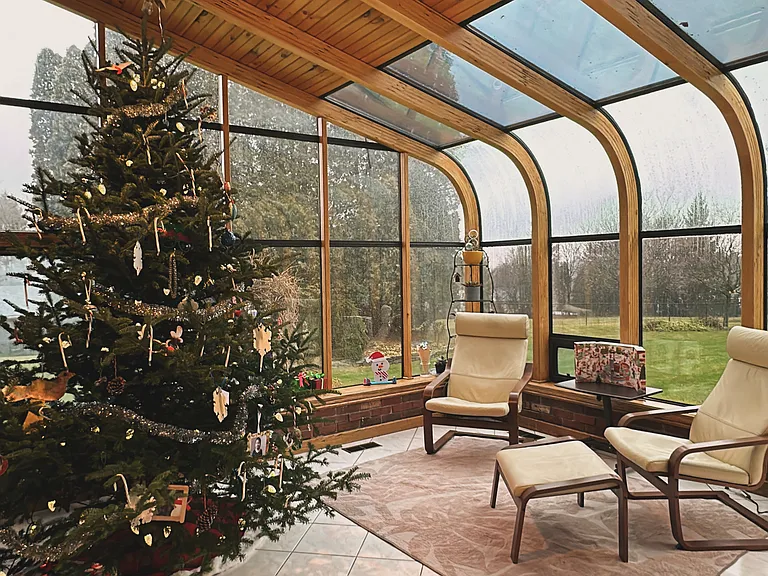 Sunroom view facing side yard.