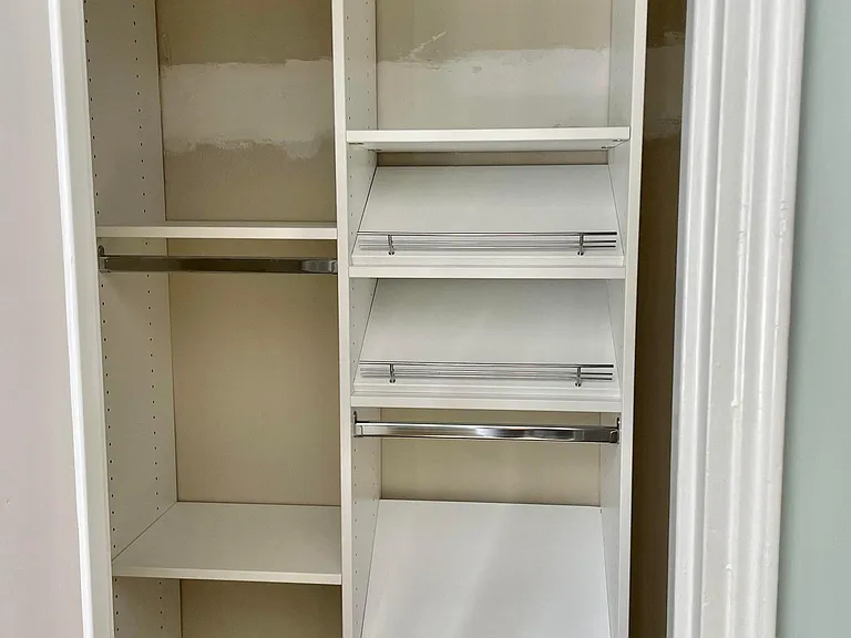 Walk-in closet with custom shelving