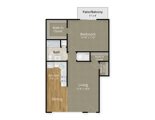 Floor plan 1 Bed x 1 Bath