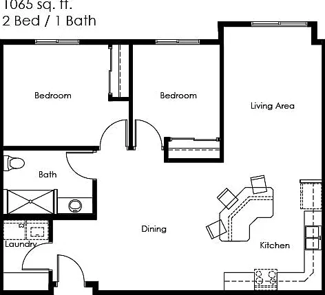 2 Bed 1 Bath | 1065 sqft