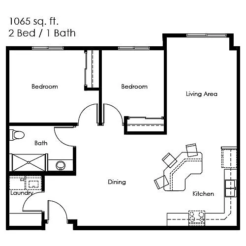 Floor plan 2 Bed 1 Bath