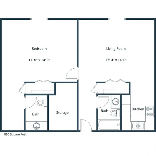 Floor plan One Bedroom 115B