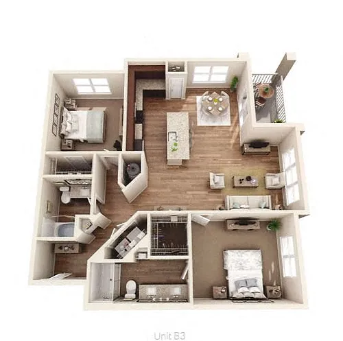 Floor plan B3 2 Bedroom