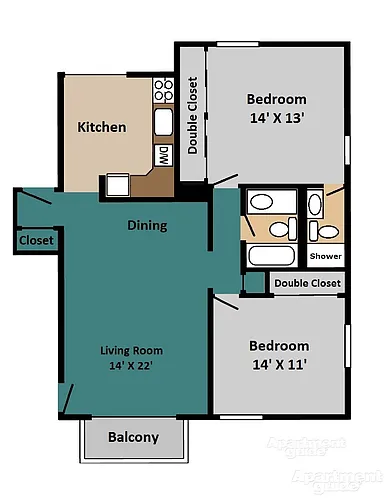 Floor plan BEAUTIFUL 2 BED 2 BATH TONS ON SPACE