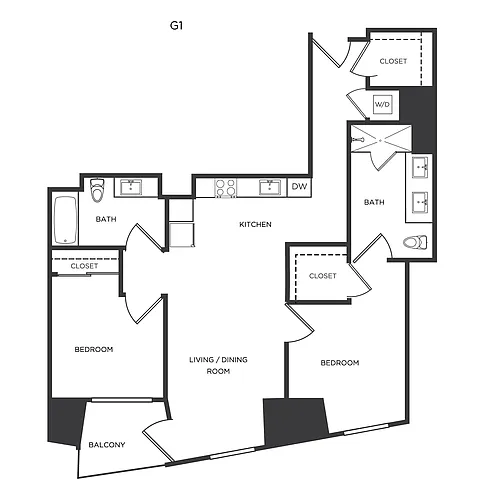 Floor plan 2 Bed/2 Bath-G