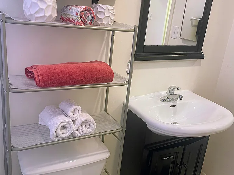 Newly painted bathroom vanity