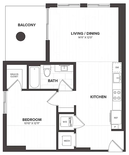 Floor plan 1 Bed/1 Bath-A10
