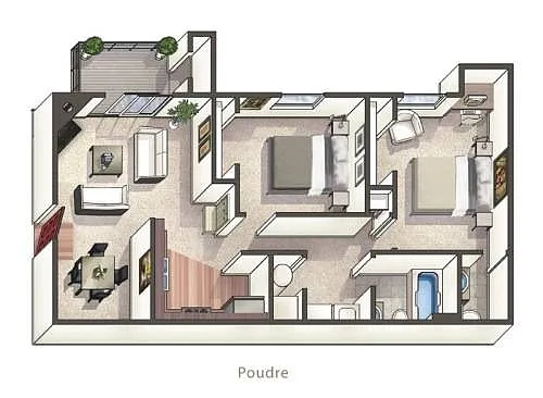 Floor plan b1x1.5-Poudre - Classic