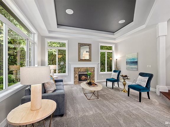 Decorative Coffered Ceiling & Built-in Speakers throughout the Home>