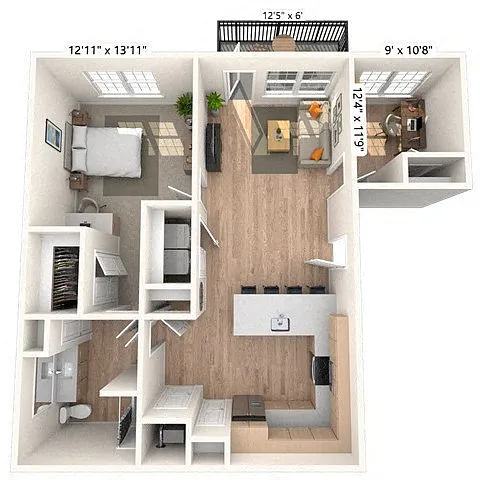 Floor plan A6.2 1x1 937 SF