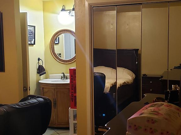 Mirror closet doors.