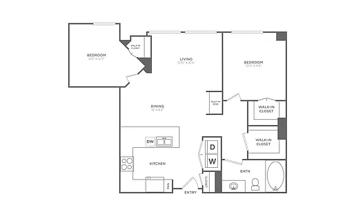 Floor plan 2 Bed/1 Bath - B5