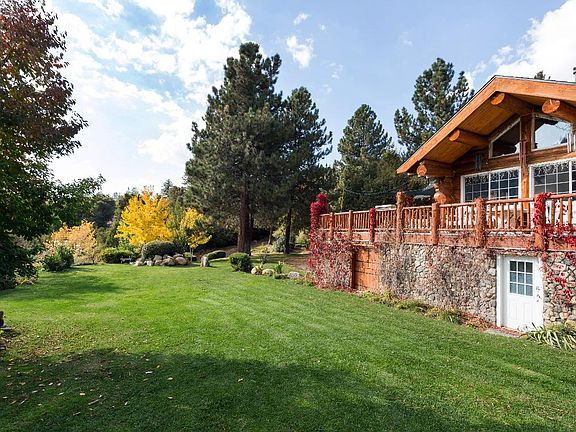 Custom log home, private setting.