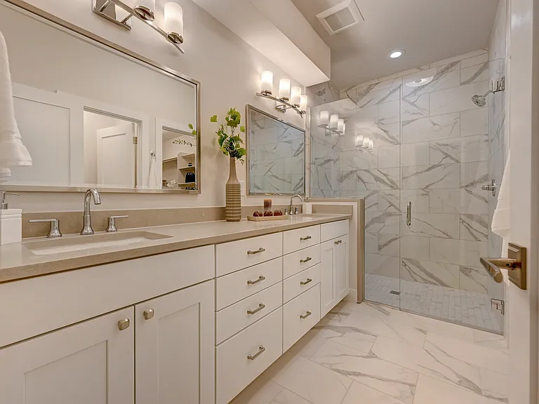 Master Bathroom with Double Sinks and Walk In Shower