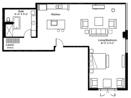 Floor plan Studio - 1BA