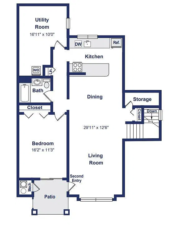 Floor plan Mulberry-Available July 1st