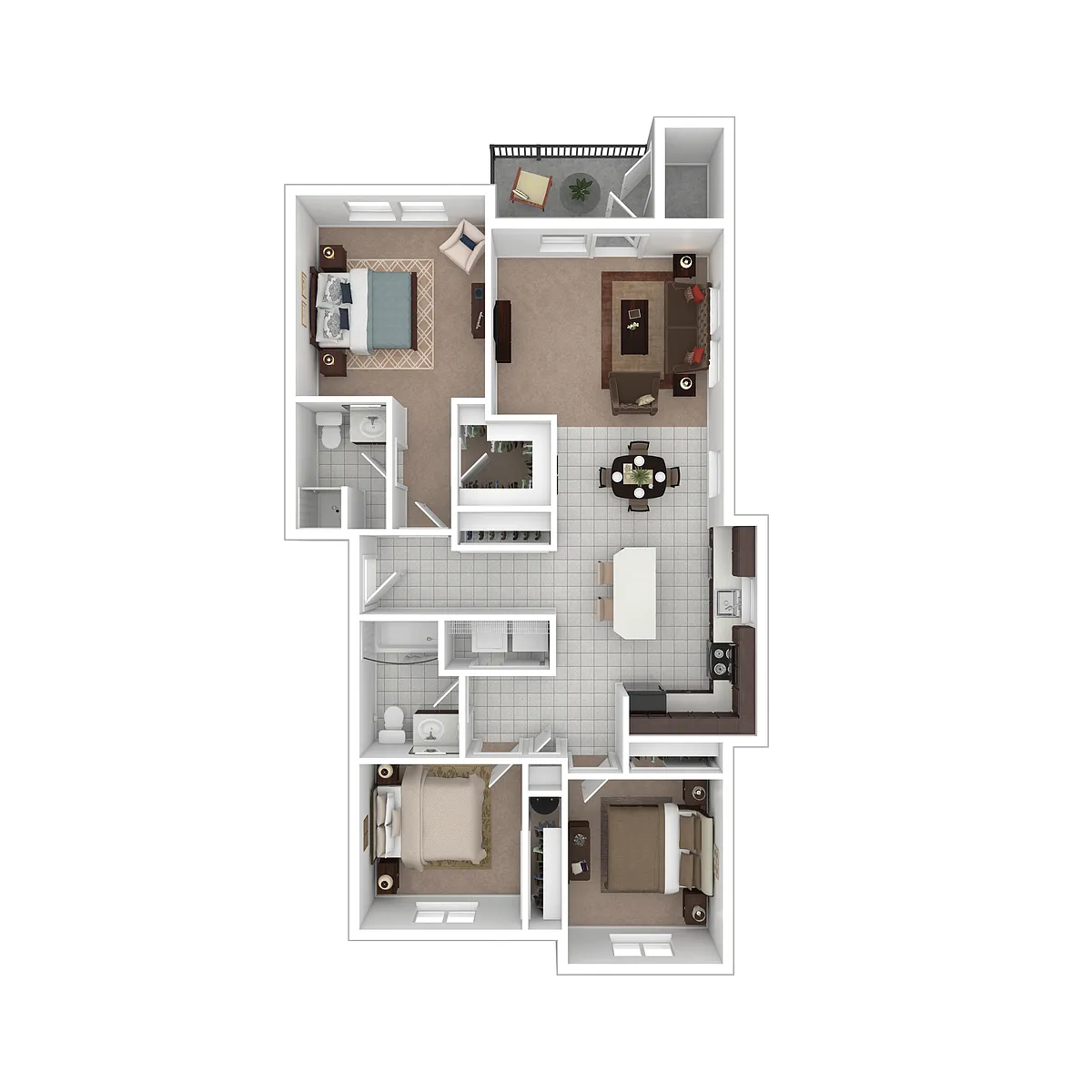 Floor plan B3: 2 Bed 2 Bath