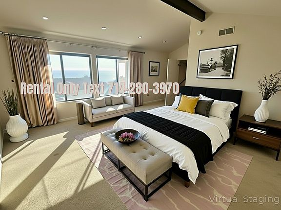 Enhanced photo of 30242 Via Borica. Master bedroom on top floor with view of ocean out front windows