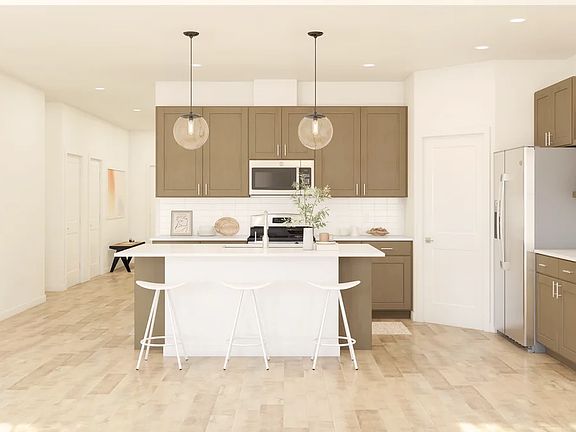 Kitchen with pendant lighting