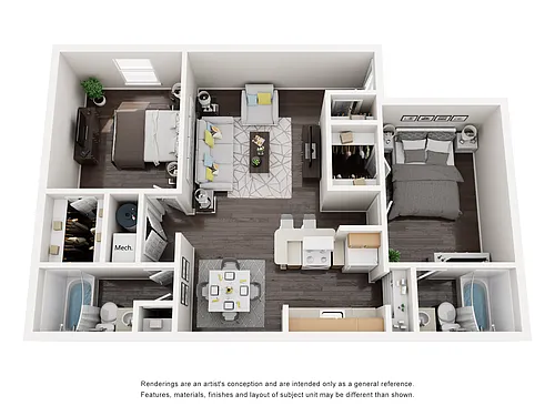 Floor plan Two Bedroom, Two Bath