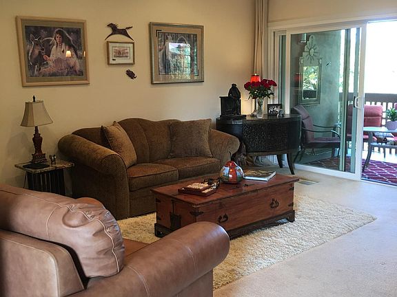 Living room and covered patio