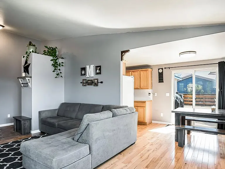 Living room and dining room (staged)