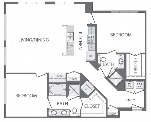 Floor plan B6 2Bed 2Bath