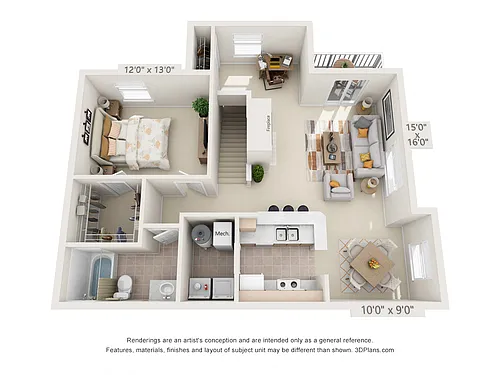 Floor plan One Bedroom B