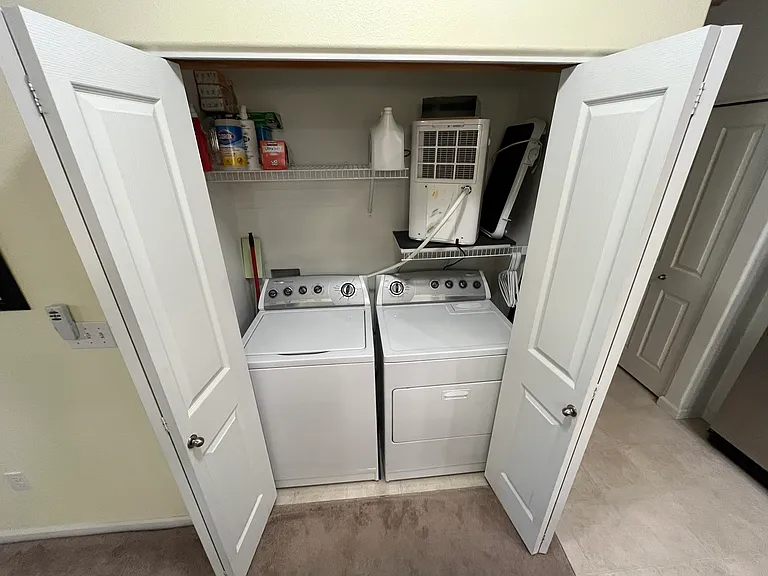 Washer, dryer, and dehumidifier included