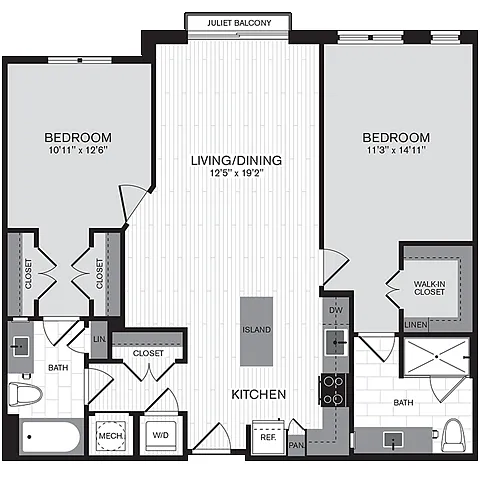 Floor plan 2H w/ Balcony