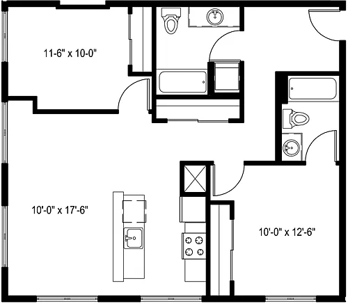 Floor plan 2 Bedroom E