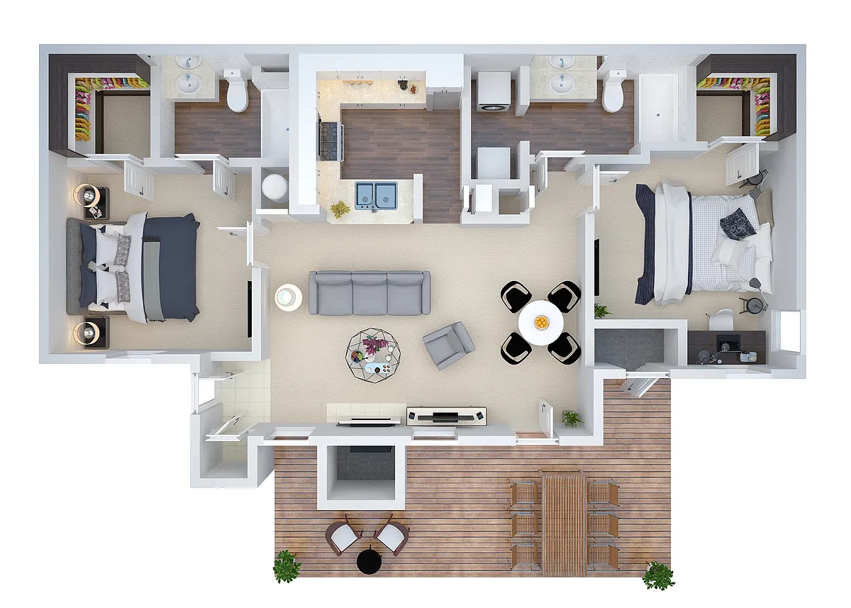 Floor plan 2 Bed/2 Bath (cwb2)