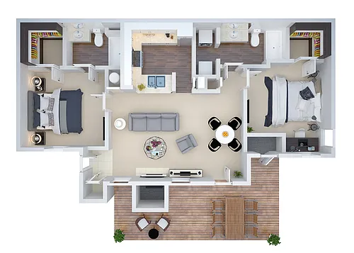 Floor plan 2 Bed/2 Bath (cwb2)