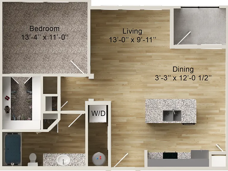 One Bedroom Apartment with a Kitchen Island in Greenville, TX