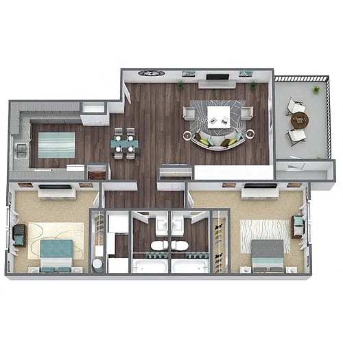 Floor plan B4: 2 Bed 2 Bath