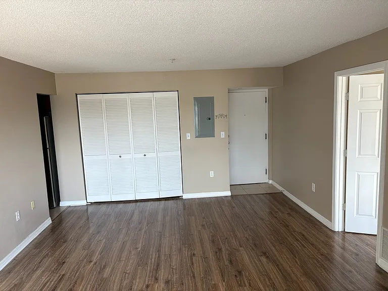 living area and front door