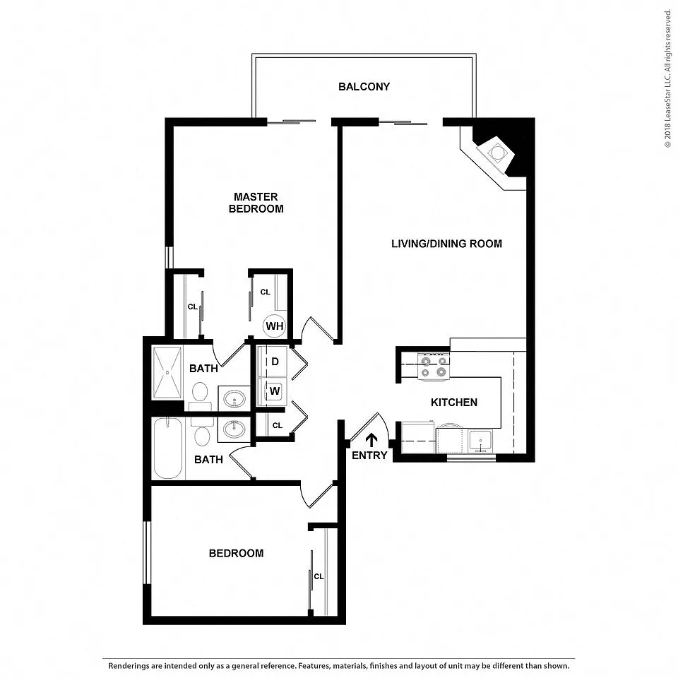 Floor plan 2 Bed, 2 Bath B2
