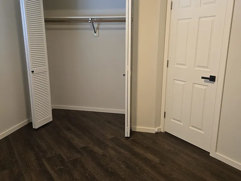 N. bedroom with closet open.