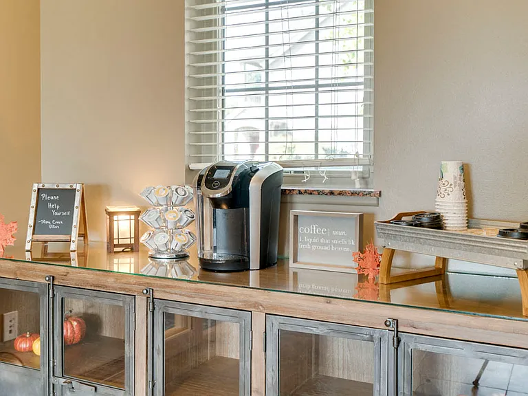 Grab a cup of Joe in the clubhouse from our coffee station.