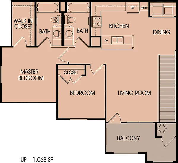 Floor plan Large 2 Bedroom 2 Bath