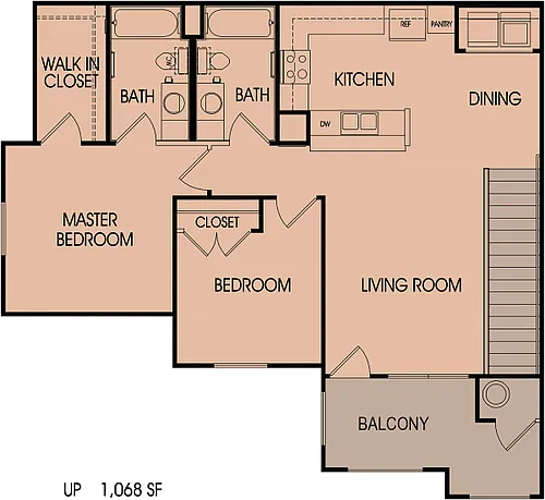 Floor plan Large 2 Bedroom 2 Bath