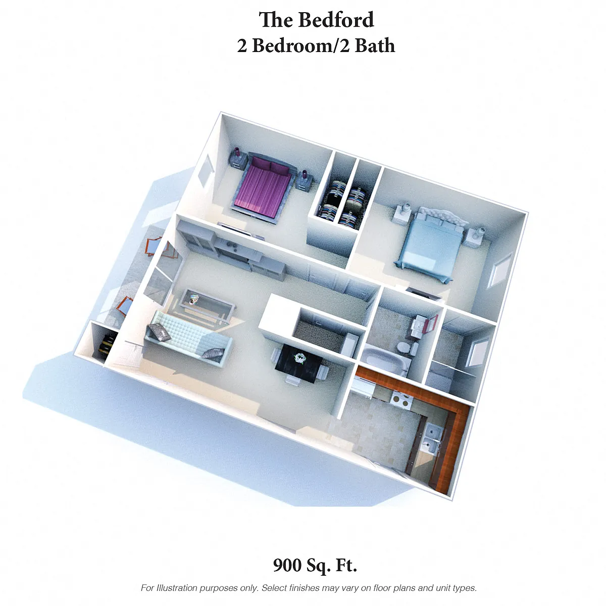 Floor plan The Bedford: 2 Bed, 2 Bath