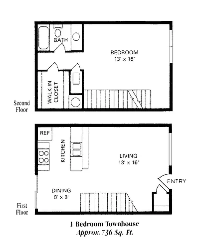 Floor plan 1 BD TH Loft