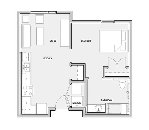 Floor plan One Bedroom 1A