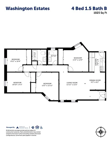 Floor plan 4 Bed 1.5 Bath B