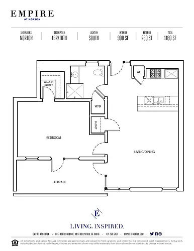 Floor plan 1 Bedroom - Norton (104)